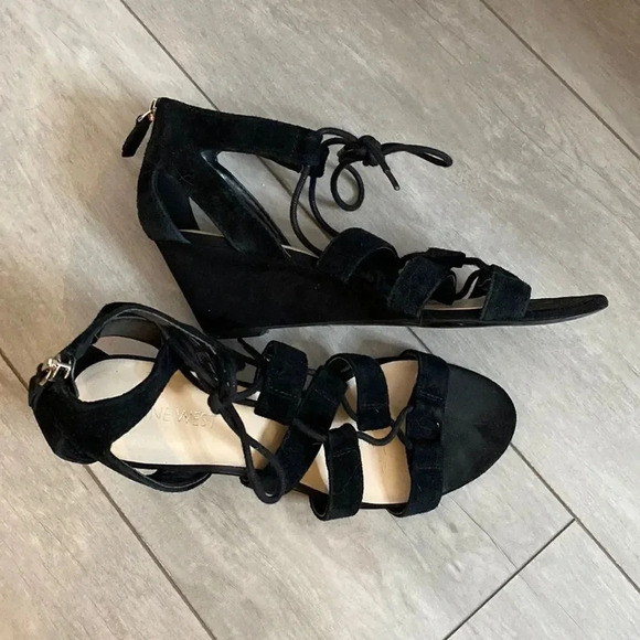 NINE WEST Suede Lace-up Sandals, Size 7.5 - Picture 1 of 4
